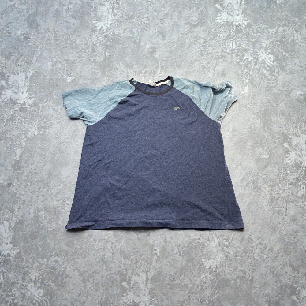 Vtg Lacoste Regular Fit Raglan T-Shirt Men Size 8 2XL Navy Blue Colorblock Croc